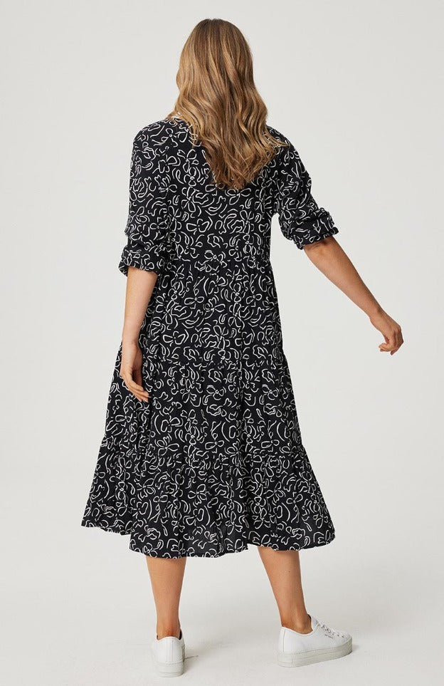 Cartel and Willow - Cali Midi Dress | Black Stencil