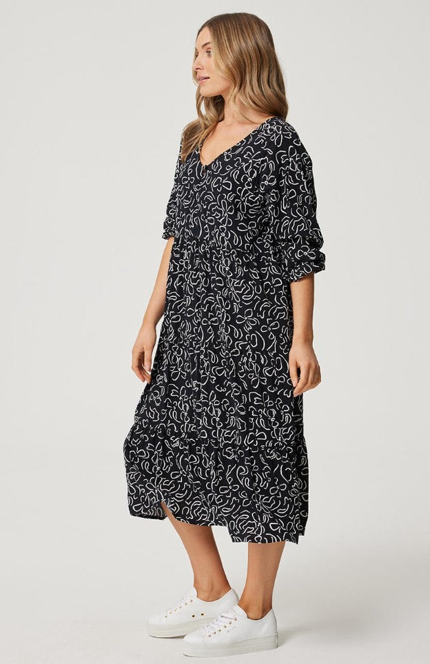 Cartel and Willow - Cali Midi Dress | Black Stencil
