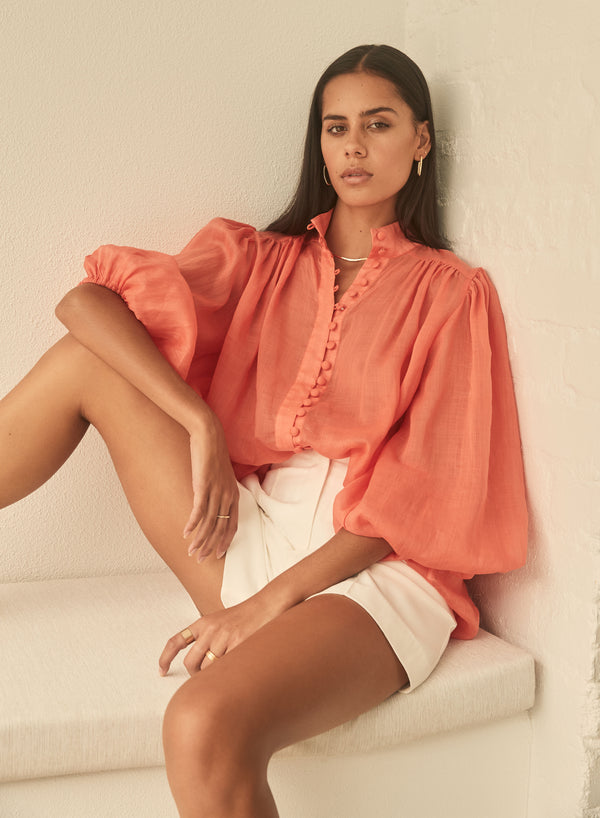 Esmaee - Palms Blouse | Blood Orange