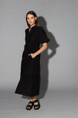 Drama the Label - Gracie Dress | Black Jacquard Stripe