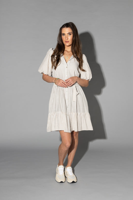 Drama the Label - Will Dress | Ecru Stripe