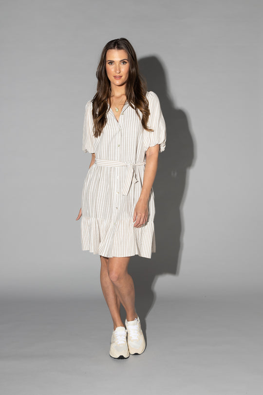 Drama the Label - Will Dress | Ecru Stripe