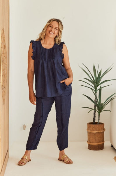 eb & ive - La Vie Pintuck Pant | Sapphire