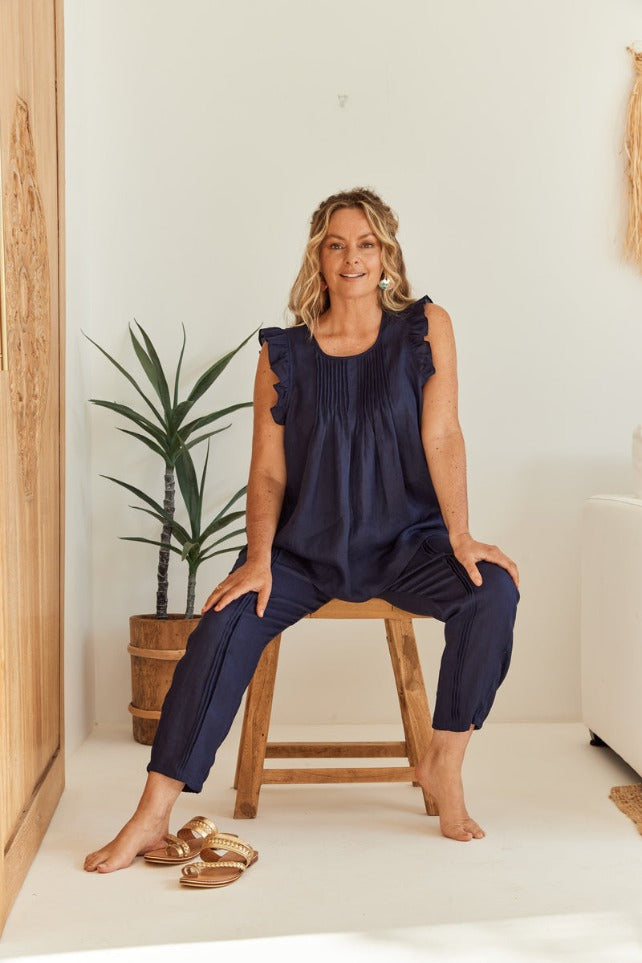 eb & ive - La Vie Pintuck Pant | Sapphire