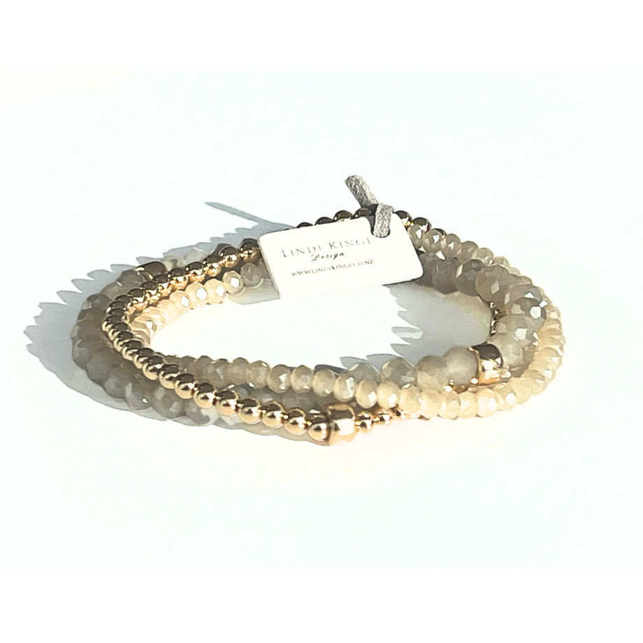 Lindi Kingi + Kelly - Beaded Bracelet Set | Smoke and Gold