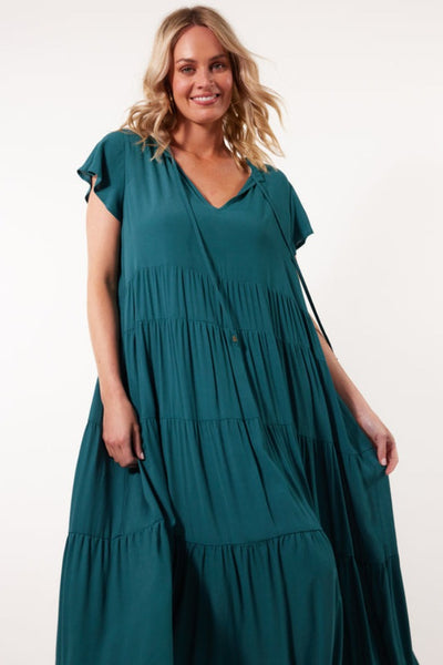 Isle of Mine - Botanical Tiered Dress | Teal