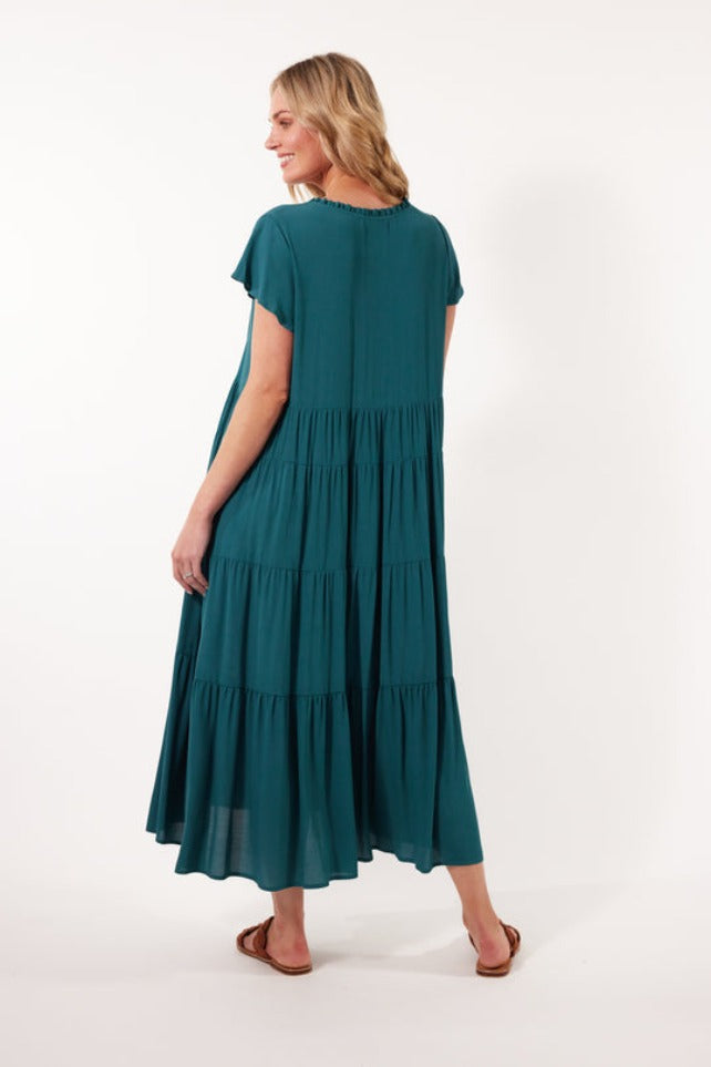 Isle of Mine - Botanical Tiered Dress | Teal