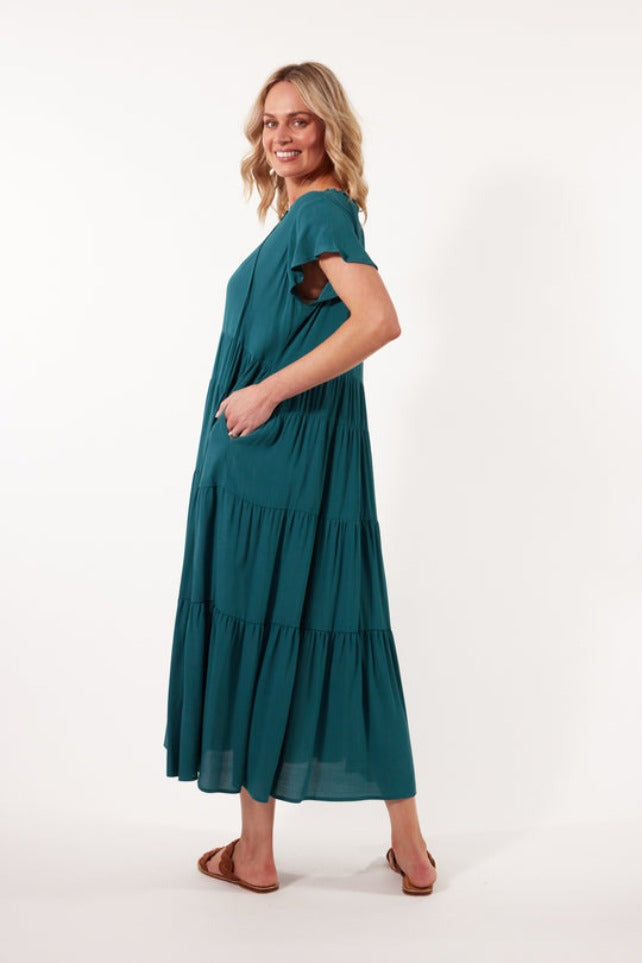 Isle of Mine - Botanical Tiered Dress | Teal