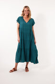 Isle of Mine - Botanical Tiered Dress | Teal