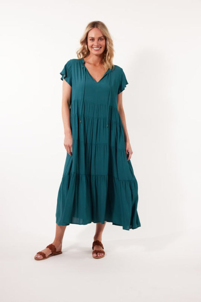 Isle of Mine - Botanical Tiered Dress | Teal