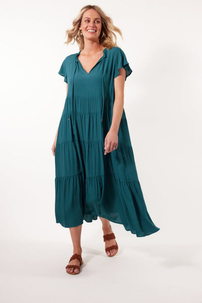 Isle of Mine - Botanical Tiered Dress | Teal