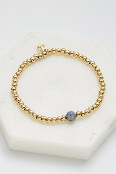 Zafino - Gold Bead Bracelet | Navy