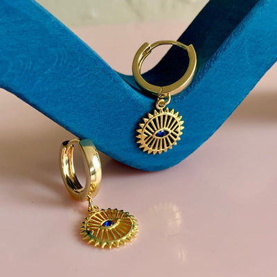 Penny Foggo - Gold Sun Eye Huggie Hoops