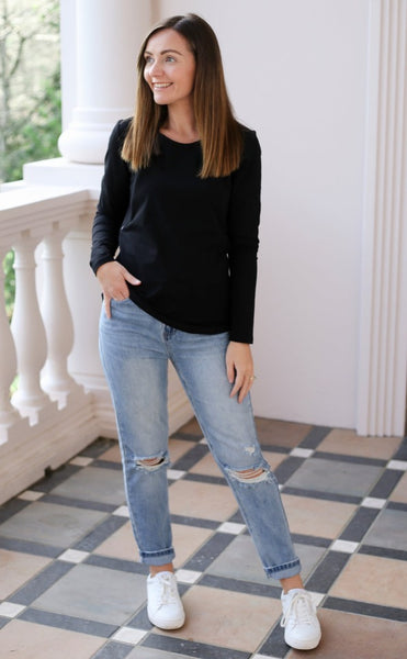 Addison - Basic Long Sleeve Top | Black