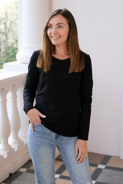 Addison - Basic Long Sleeve Top | Black