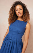 Emily and Fin - Abigail Dress | Lapis Cotton Dobby