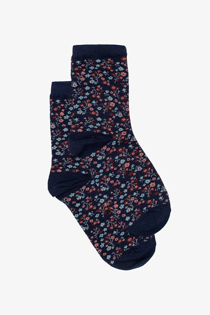 Antler - Winter Floral Sock | Navy