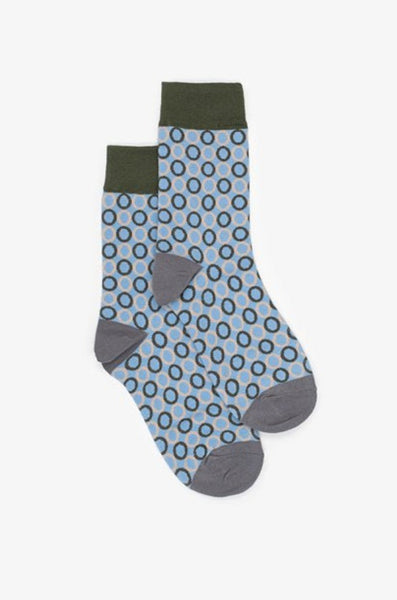 Antler - Circles Socks | Khaki & Blue