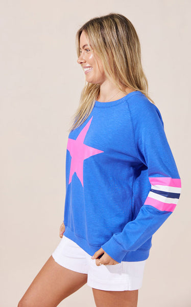 Jovie the Label - Holiday Sweater Colbalt - Pink Star