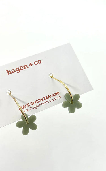 Hagen + Co - Mini Flower Hoops | Sage