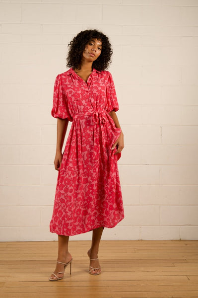 We Are The Others - Alessa Short Sleeve Shirt Dress | Pink Damask