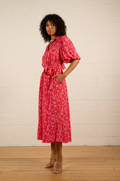 We Are The Others - Alessa Short Sleeve Shirt Dress | Pink Damask