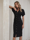 Black gathered dress