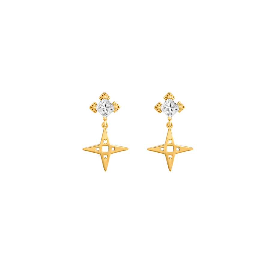 Lindi Kingi and Kelly gold star earrings
