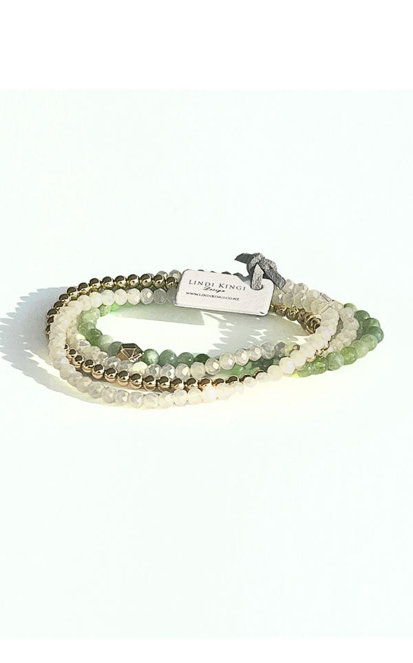 Lindi Kingi + Kelly - Beaded Bracelet Set | Peridot, Opal and Gold