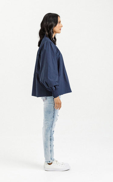 HOMELEE - CHARLOTTE TOP INDIGO BLUE