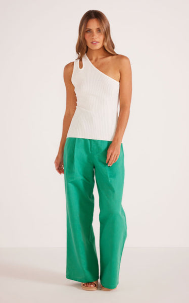 Mink Pink - Ella One Shoulder Knit Top | White