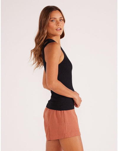 Mink Pink - Ella One Shoulder Knit Top | Black