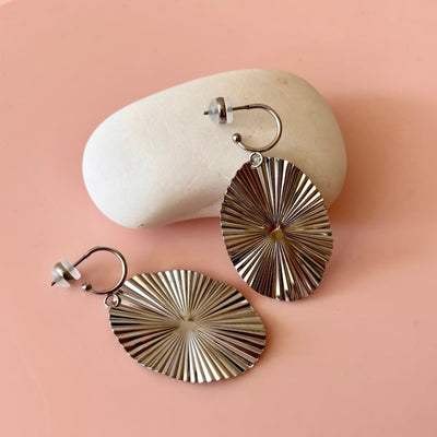Penny Foggo - Large Ridged Oval Half Hoops| Silver