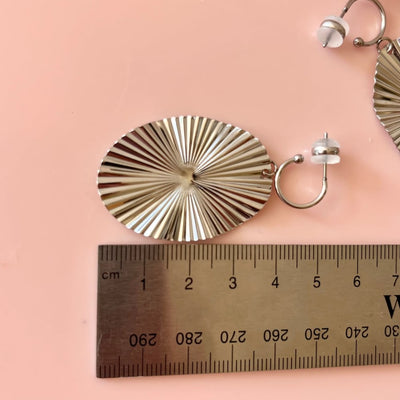 Penny Foggo - Large Ridged Oval Half Hoops| Silver