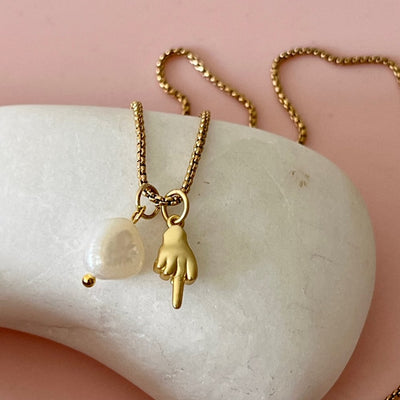Penny Foggo - Hand Signal and Pearl Necklace | Gold