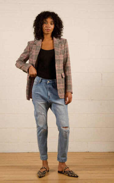 We Are The Others - Jules Longline Blazer | Summer Pink Check