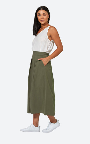Eb & Ive - Studio Pleat Skirt | Khaki