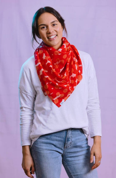 Hello Friday - Flower Red Scarf