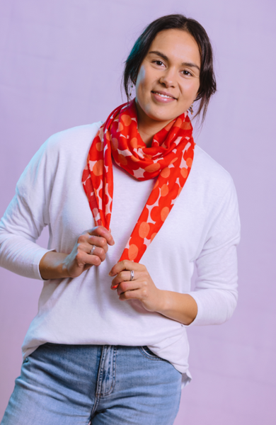 Hello Friday - Flower Red Scarf