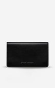 Black leather wallet front Status Anxiety