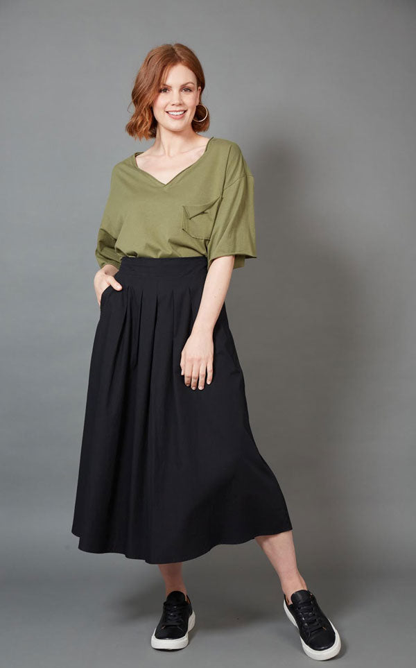 Eb & Ive - Studio Pleat Skirt | Ebony