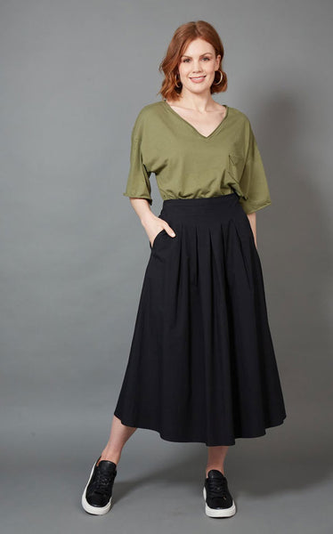 Eb & Ive - Studio Pleat Skirt | Ebony
