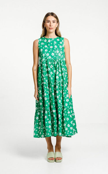 Thing Thing - Twirling Dress | Green/White Garden