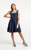 Thing Thing - Tie Up Zig Dress | Slinky Navy