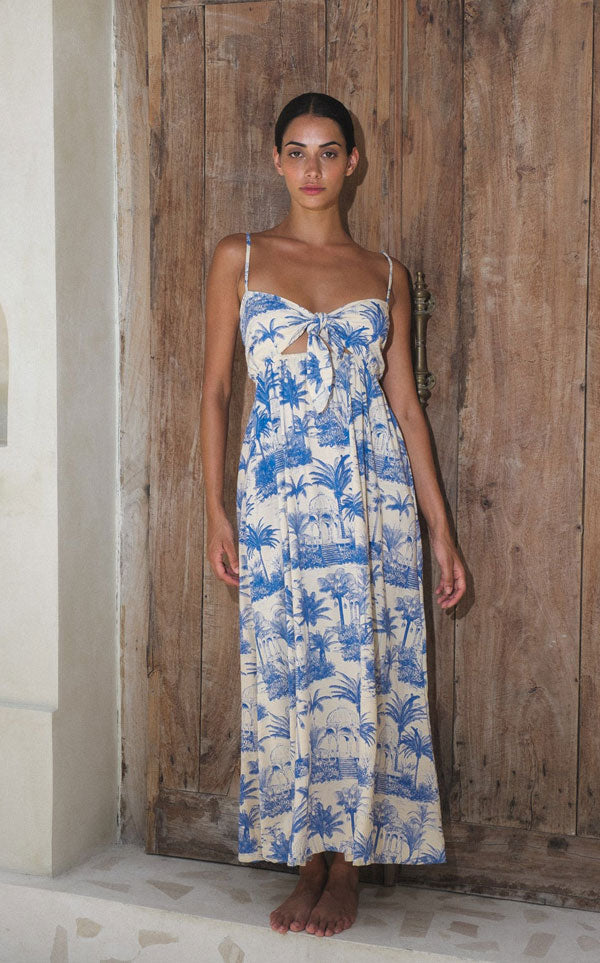 Florencia the Label - ATTICUS TIE UP MAXI DRESS - LA PALMA BLUE