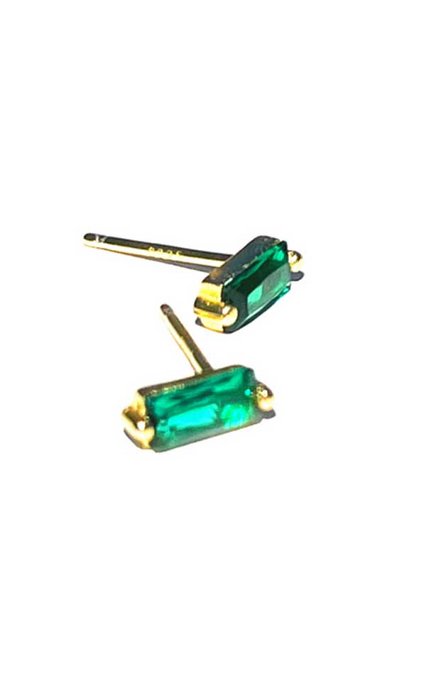 Lindi Kingi x Kelly - Baguette Studs in Emerald | Gold or Silver