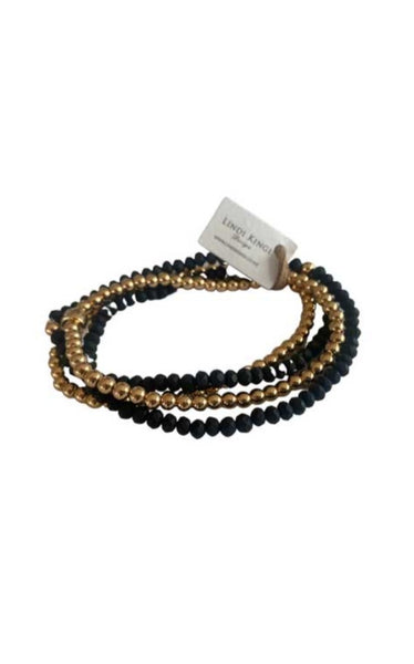 Lindi Kingi x Kelly - Beaded Bracelet Set | Gold and Matt Black Without Charm