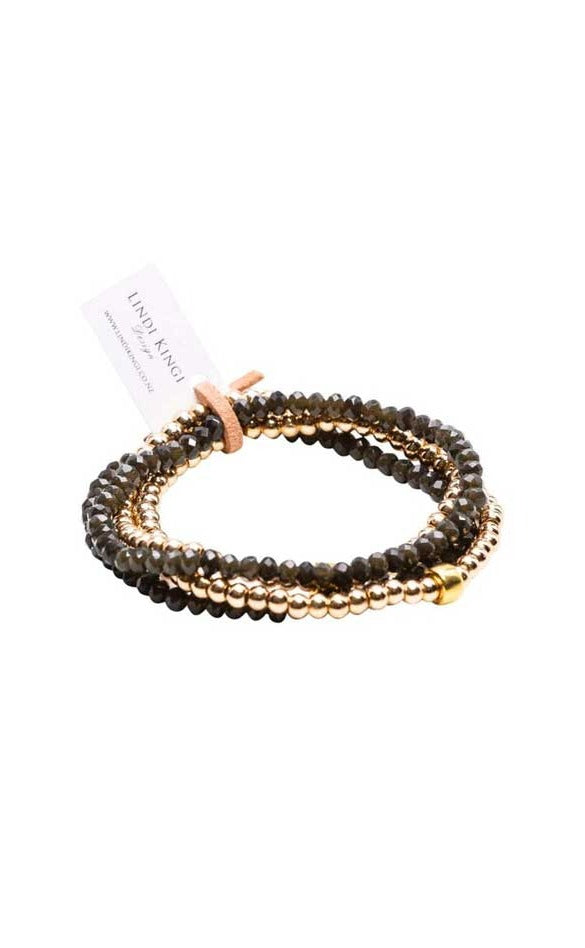 gold and olive beaded bracelet