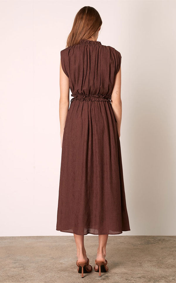 ESMAEE - IN THE ARCH MIDI DRESS - CHOCOLATE