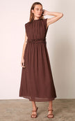 ESMAEE - IN THE ARCH MIDI DRESS - CHOCOLATE
